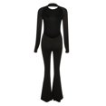 thumbnail image 4 of Aayomet Women Jumpsuits Women's Long Sleeved Backless Slim Straight Wide Leg Casual Jumpsuit,Black S, 4 of 5