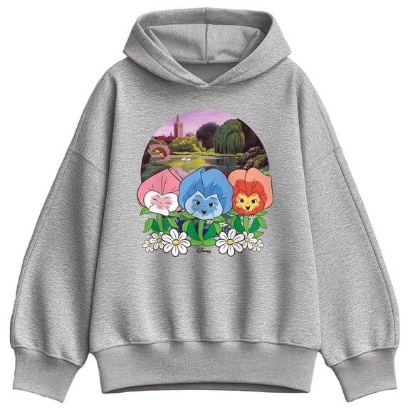 Alice in Wonderland - Flower Row Women's Oversized Fleece Hoodie Sweatshirt