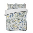 thumbnail image 2 of Quilts Twin XL Size, Blue Yellow Floral Spring Soft Comforter Bedding Set for Bed, Summer Botanical Green Pastoral Lightweight Quilted Bedspread with Pillow Cover(2 Pieces) for All Season, 68x98 Inch, 2 of 6
