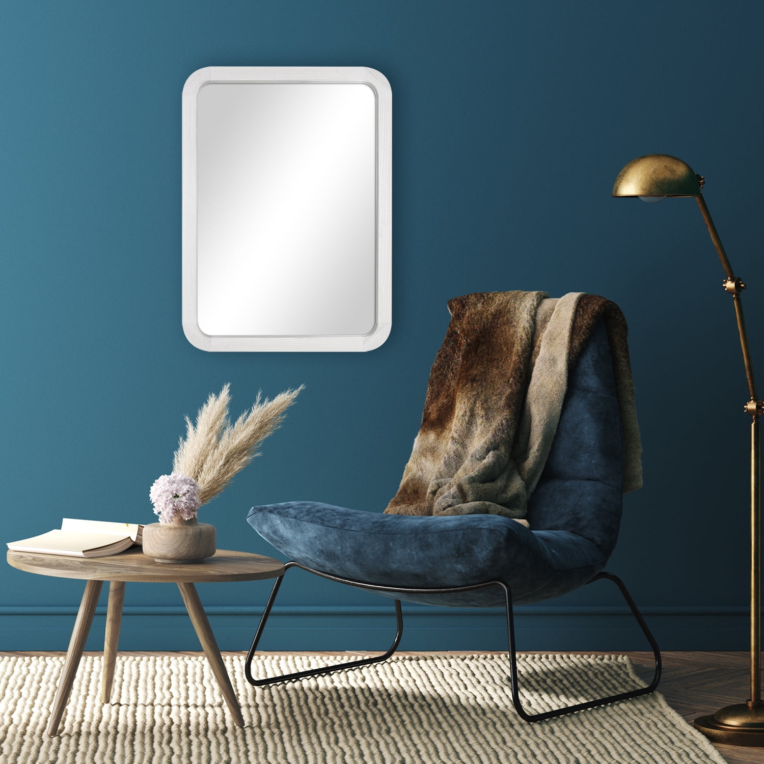 Mainstays 22inx30in Rounded Edge Rectangular White Finish Wall Mirror