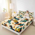 thumbnail image 3 of Manfei Kawaii Dalmatian Queen Sheets, Tribal Dachshund Dog Queen Sheet Sets, Teal Orange, 4pcs, 1 Flat Sheet, 1 Fitted Sheet and 2 Pillowcases, 3 of 6