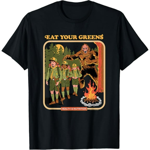 Eat Your Greens Bigfoot Retro Dark Humor T-Shirt Tops Tee