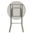 "LANC 32'' High Portable Round Granite White Plastic Folding Table for