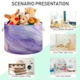 thumbnail image 4 of Round Toy Storage Basket Foldable Storage Basket for Home Decor Laundry Basket20" x 14" Soft Purple Marble Vortex, 4 of 6
