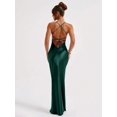 thumbnail image 6 of Satin Criss‑Cross Backless Tie‑Strap Fitted Cocktail Dress, Elegant Party Dress for Wedding, Spring and Fall Occasions, 6 of 8