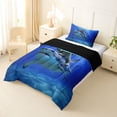thumbnail image 2 of jejeloiu Funny Cat Shark Twin Comforter Sets,Deep Ocean Background Bedding Set For Boys,Solid Blue,Black Reversible,2-Piece,1 Comforter and 1 Pillowcase, 2 of 7