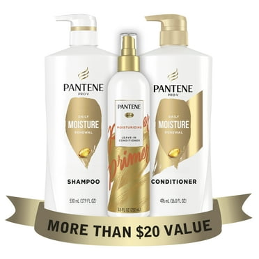 Pantene Shampoo and Conditioner, Ultimate Hydration, Daily Moisture Renewal, For All Hair Types, 17.9-16.0-8.5oz 3ct