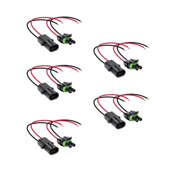 ONLINE LED STORE True Mods 5pc 2-Wire Weather Pack Connector Kit Assembled with 10" 16 AWG Wires