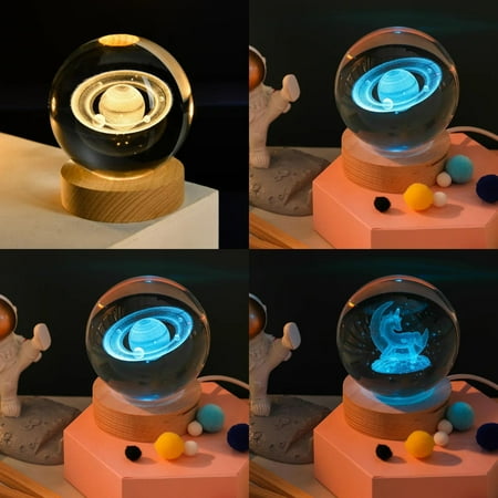 

WAGZOQN Stunning Colorful USB Luminous Crystal Ball Saturn Night Light - Perfect for Creating a Mesmerizing Atmosphere at Parties Ideal Birthday Gifts or as Bedroom Decoration Pieces