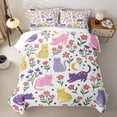 thumbnail image 2 of Homewish Cartoon Cat Animals Bed Spread Queen,Cute Floral Moon Queen Coverlet Set,White,3 Pieces, 2 of 7