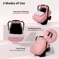 thumbnail image 3 of Baby Car Seat Cover, Caveen Cold Shield Carseat Canopy for Infant, with Zipper Peeping Window, Enlarge Space, Pink, 3 of 9