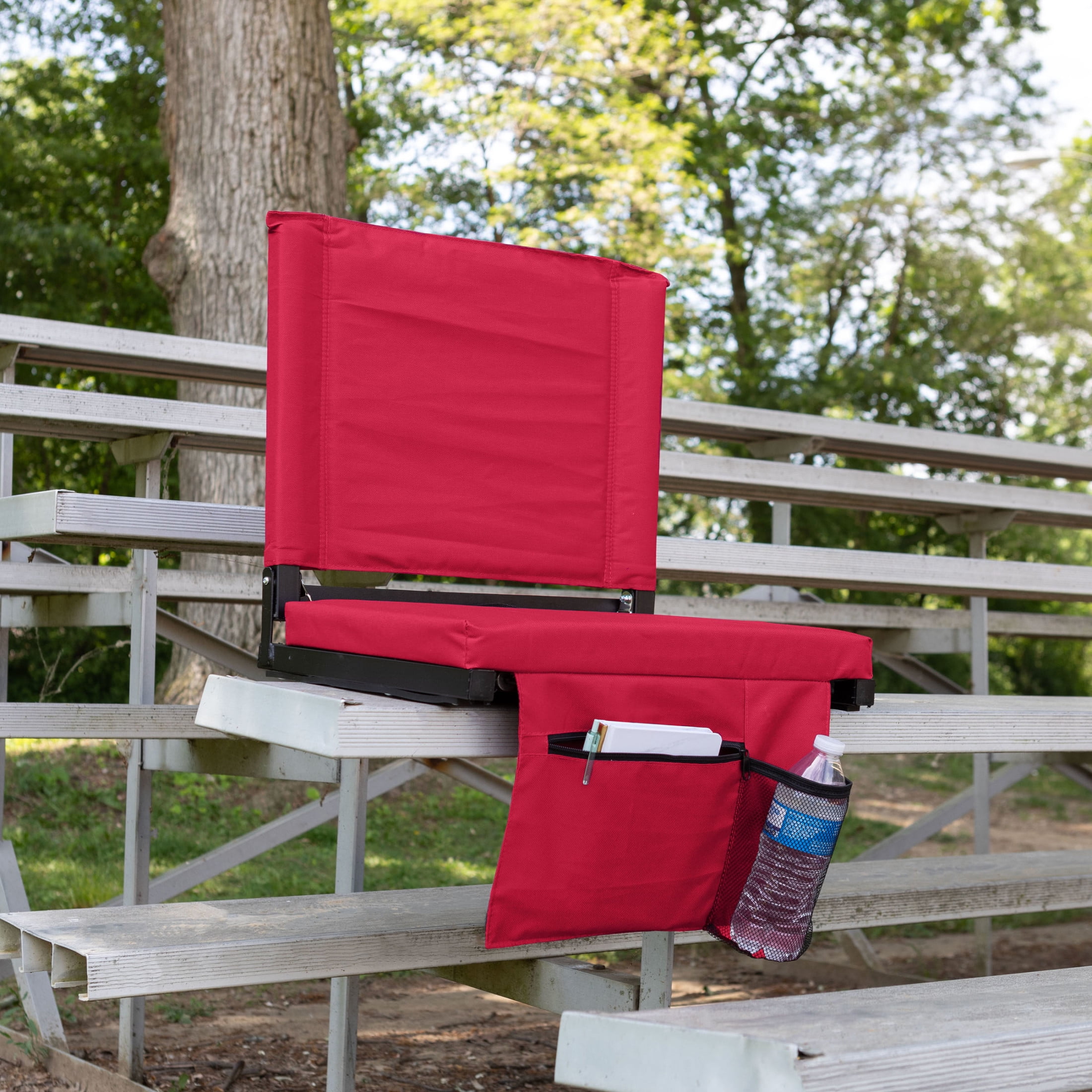 Home-Complete Bleacher Seat - Stadium Seat Cushion with Back, Maroon