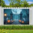 thumbnail image 2 of Halloween Theme Decorative Banner Spooky Atmosphere Jack o Lanterns Gate Design for Outdoor Decorating Holiday Party Night, 2 of 5