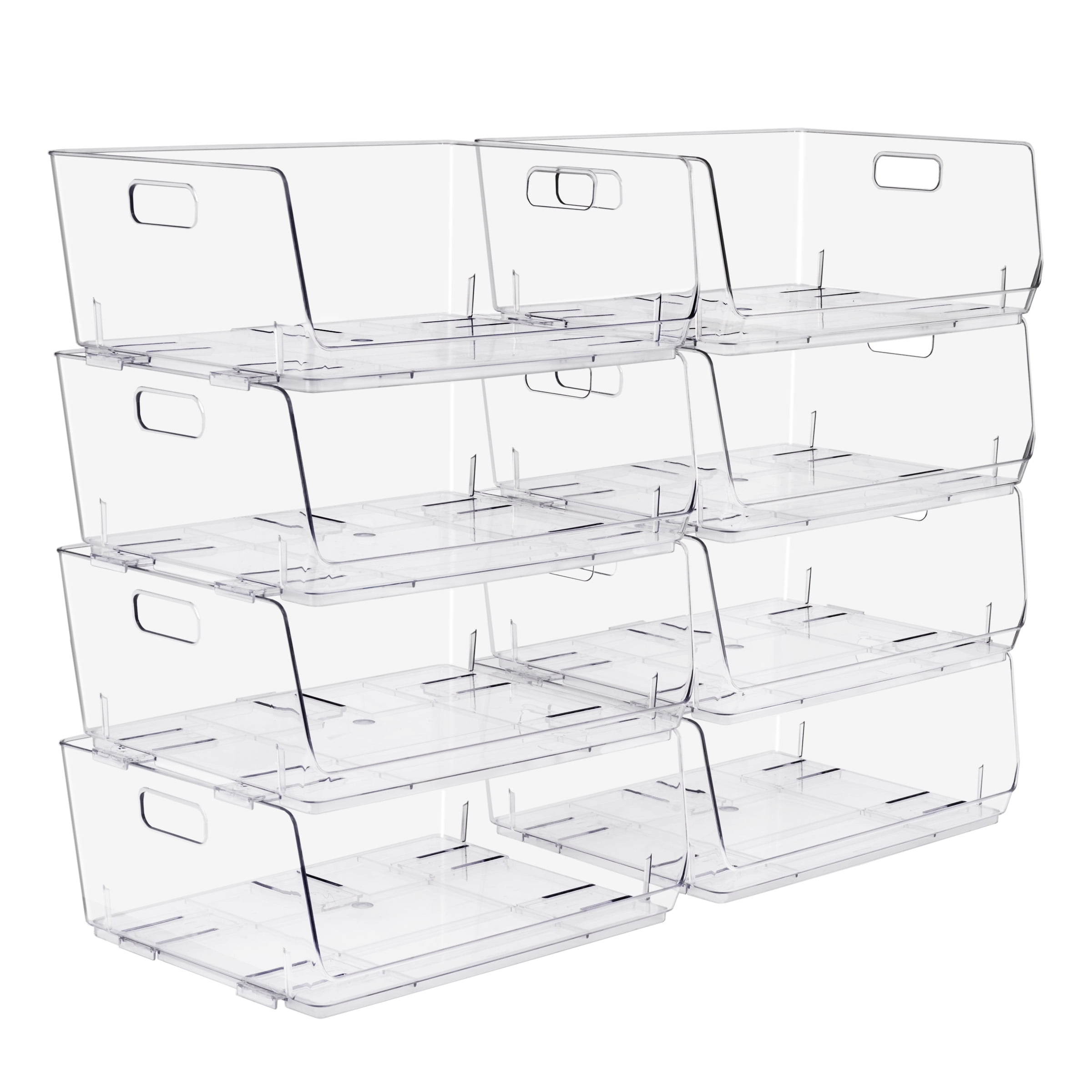 Sorbus Large Clear Acrylic Storage Bins, Open Front Stackable Organizers, 8 Pack