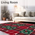 thumbnail image 2 of ODIKA 5'x7' Machine Washable Non-Slip Area Rug, Rustic Holiday Plaid Featuring Pinecone and Holly Accents High Traffic Rug with Pad, Red, 621769, 2 of 8