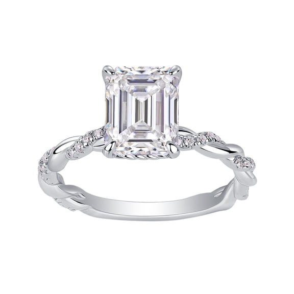 3 Carat Moissanite Rings for Women D Color VVS1 Emerald Cut Engagement Ring 925 Sterling Silver Diamond Wedding Ring Size 5-9