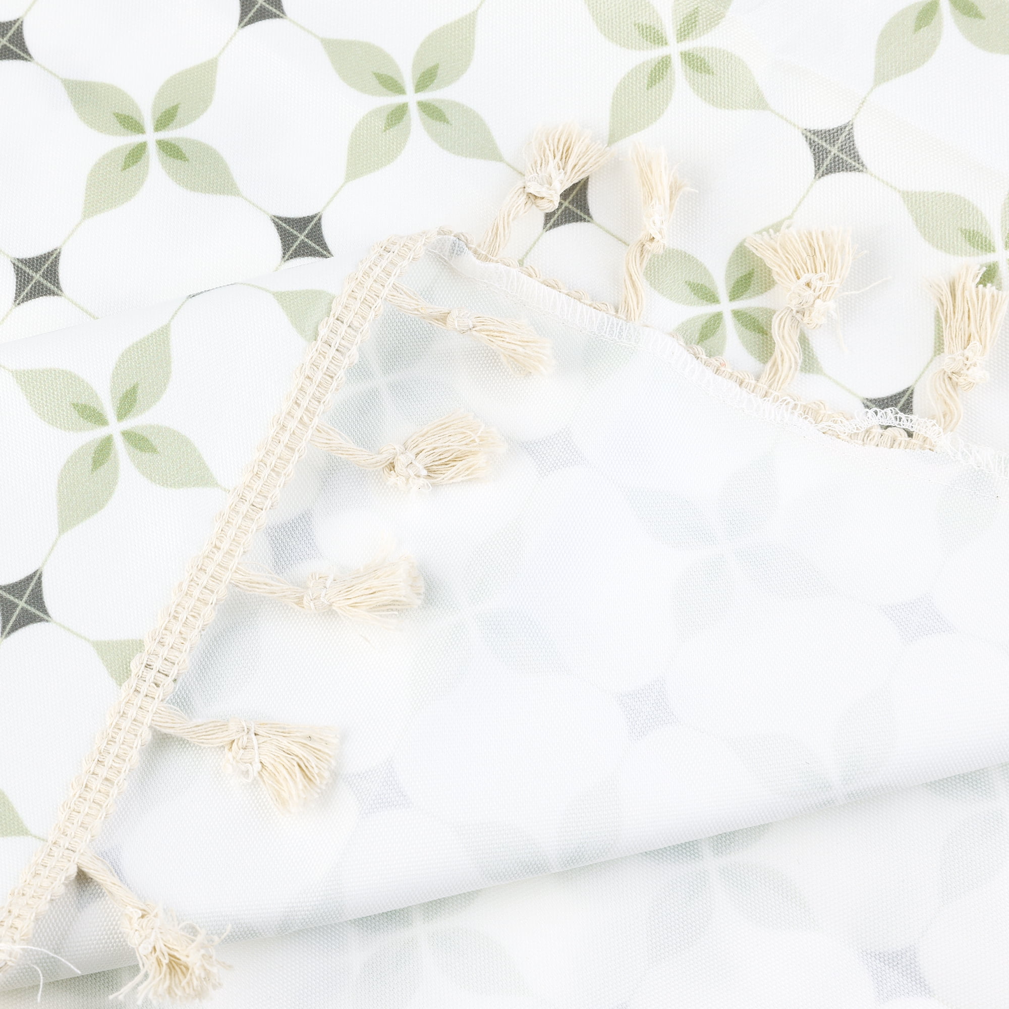 Unique Bargains Rectangle Floral Tablecloth Faux PU Table Cover with Tassels Leaf 55"x55"