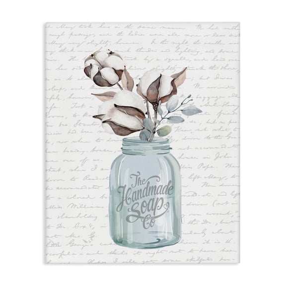 Stupell Industries French Country Handmade Soap Jar & Cotton Flower Canvas Art, 16 x 20, by Lettered and Lined