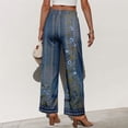 thumbnail image 6 of Dress Pants Women Petite High Waisted Wide Leg Summer Beach Vacation Pants Boho Lounge Casual Palazzo Trousers, 6 of 7