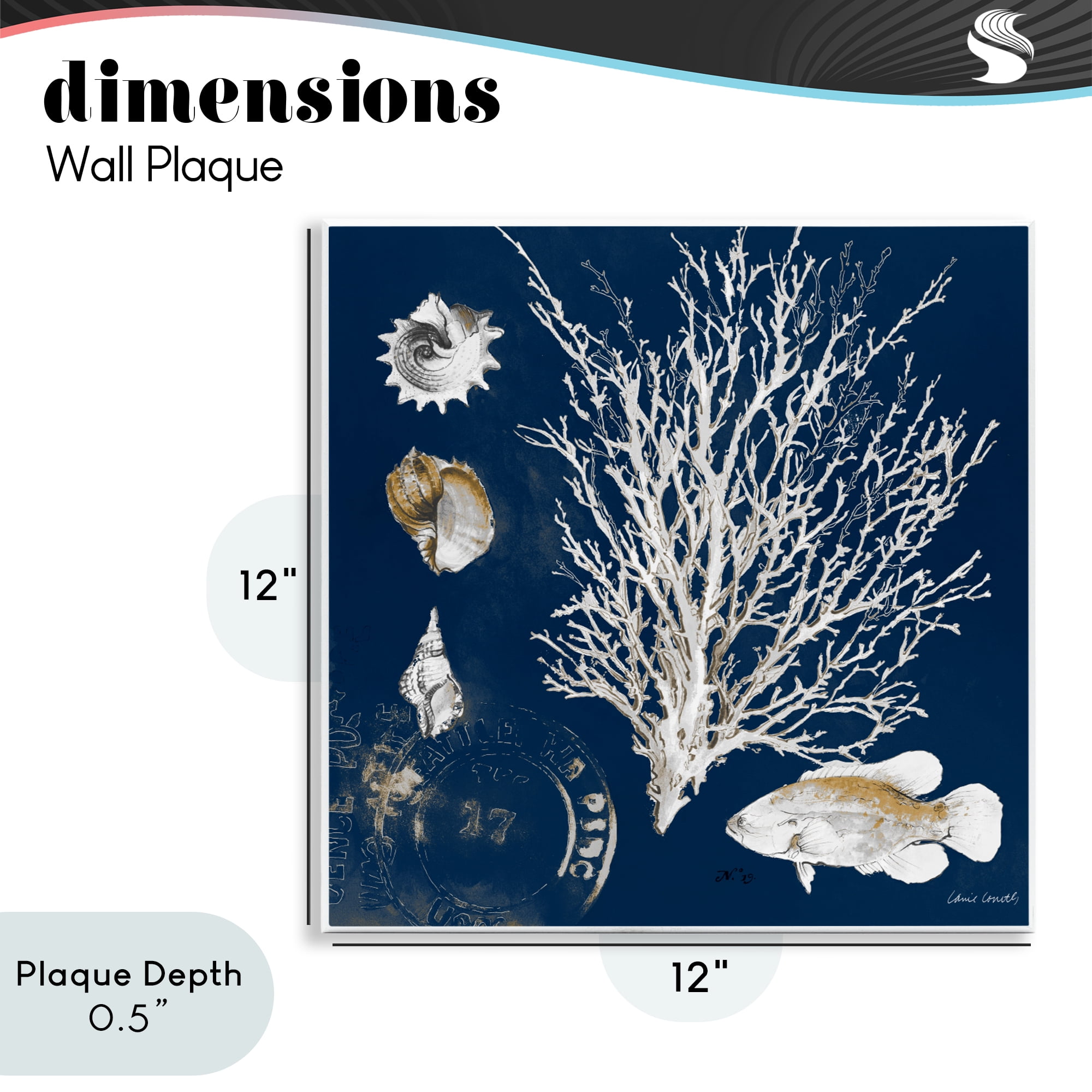 Stupell Industries Coral Medley on Navy Wall Plaque Art, design by Lanie Loreth
