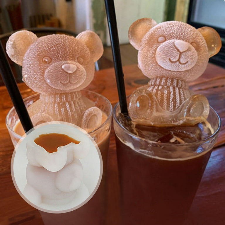 Cartoon Cute Pet Ice Mold Food Grade Silicone Teddy Dog Cat Bear Frozen  Coffee Milk Tea Ice Cube Abrasives
