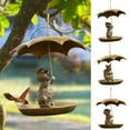 thumbnail image 3 of Animal Bird Feeder with Umbrella - Cute Squirrel/Cat/Dog Holding Umbrella Design Bird Feeder - Metal Hummingbird Feeders for Garden Yard Decor, for Birds Lovers Men Women Gifts, 3 of 6