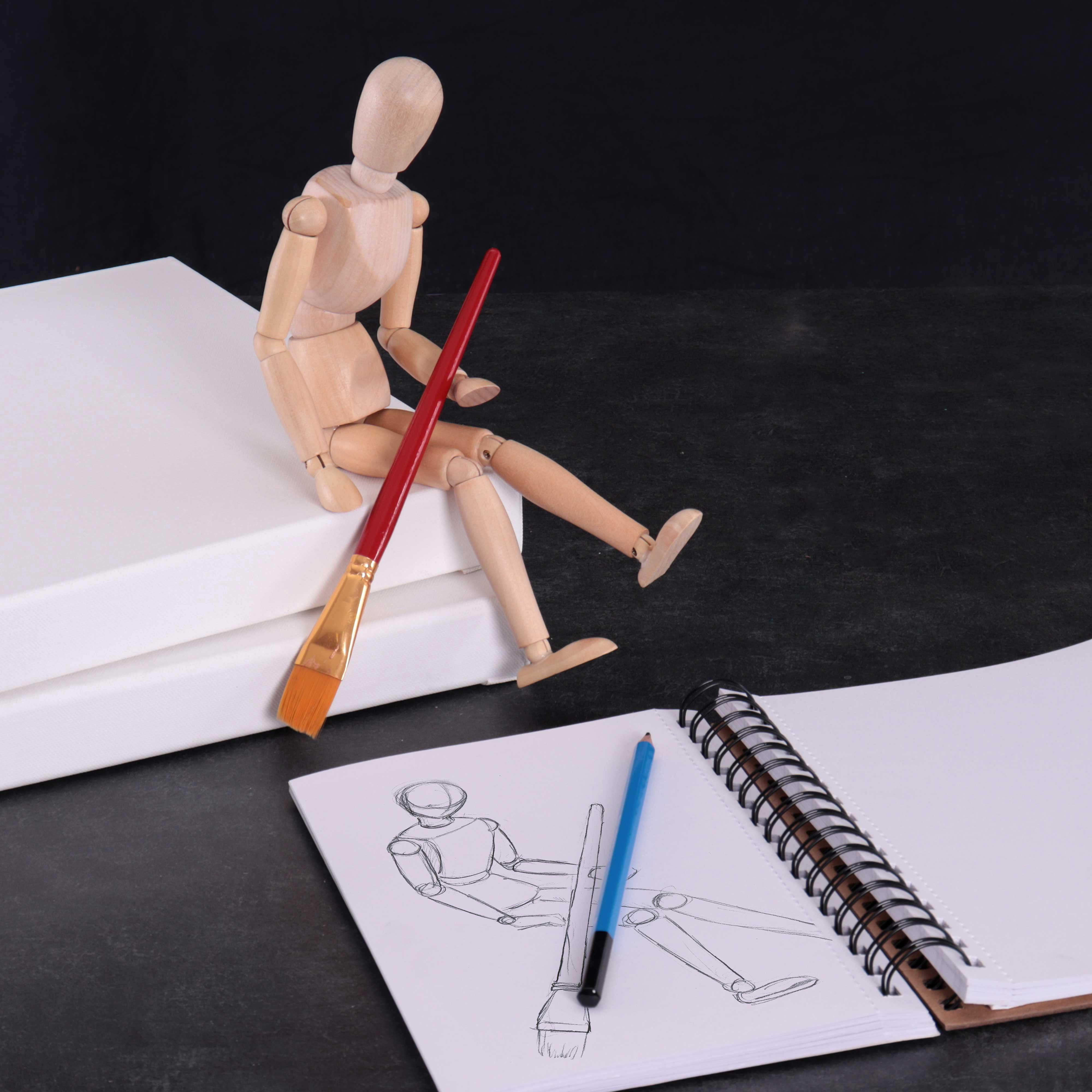 US Art Supply 12" Male Manikin Set of 6 Wooden Art Mannequin Figure