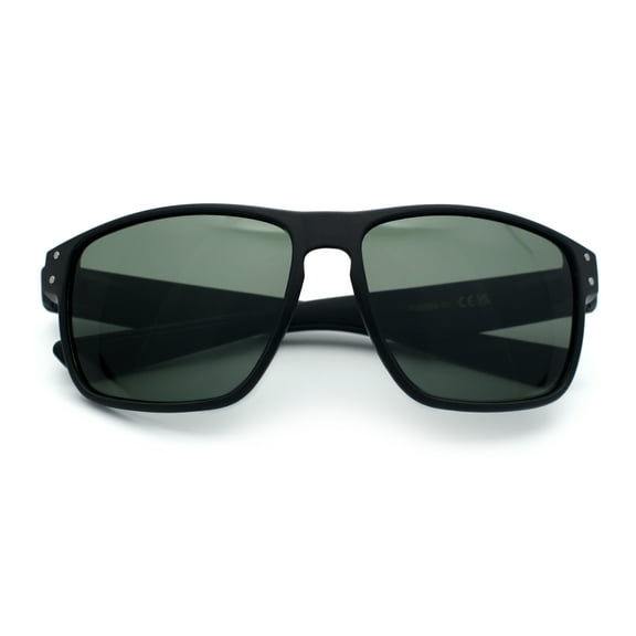 Mens Glass Lens Classic 90s Rectangle Sport Horrn Rim Sunglasses Matte Black