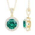 thumbnail image 3 of Rosec Jewels Lab Grown Emerald Pendant Necklace with Halo (2 Carat Emerald, AAAA Grade) - Emerald Diamond Necklace for Women, 10K Yellow Gold, 3 of 6