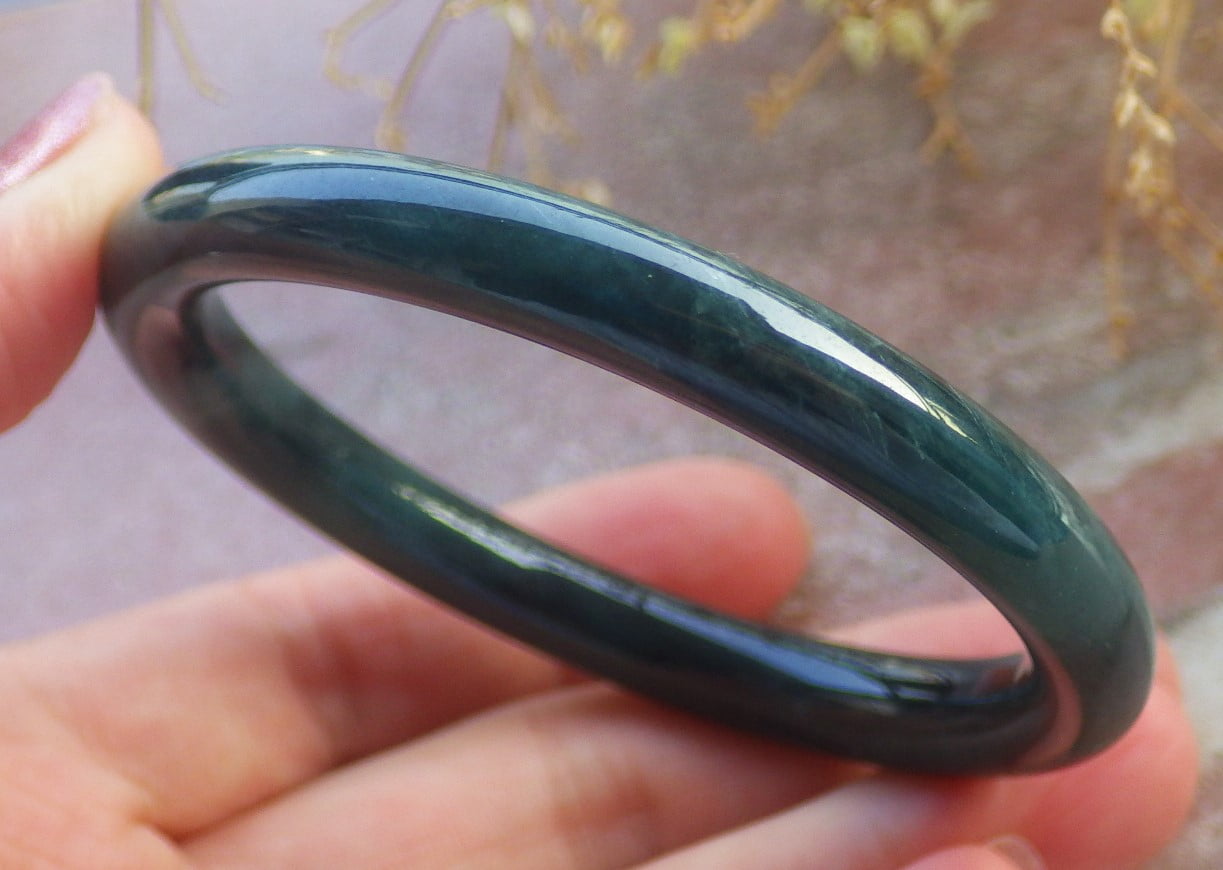 Icy Green Natural A JADE Jadeite Circle Bangle Bracelet 53 mm 699012 TN