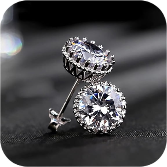Zephyriana Cubic Zirconia Full Diamond Earrings Studs,Sparkling Heart/Round/Princess Cut Birthstone Stud Earrings Birthday Jewelry