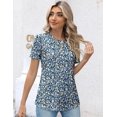 thumbnail image 2 of Camiseta plisada de rayas con cuello redondo para mujer, Jersey informal de manga corta, cómodo, de uso diario, Tops de Color sólido, Verano, 2 of 5