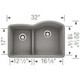 thumbnail image 3 of Blanco DIAMOND 1-3/4 with Low Divide Reverse SILGRANIT Sink Metallic Gray, 3 of 3