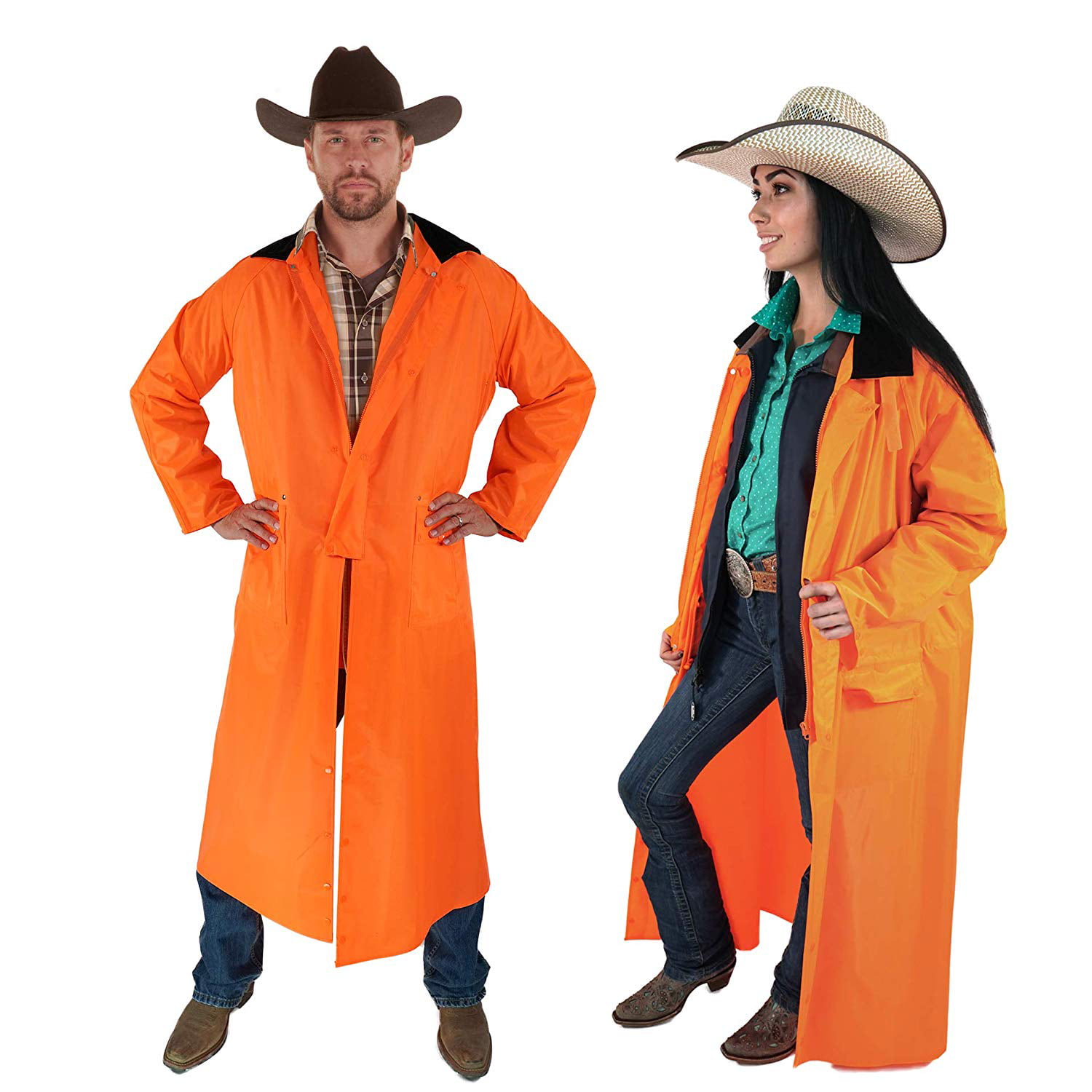American Cowboy Saddle Slicker Rain Coat Duster 100% Waterproof Full Length Unisex