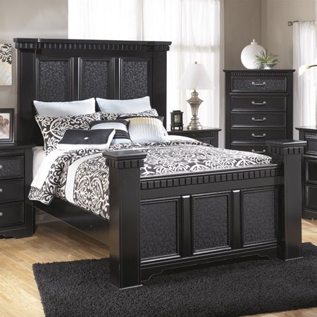 Ashley Cavallino Wood Queen Mansion Panel Bed In Black