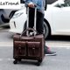 thumbnail image 2 of Genuine Leather 19 Inch Luxury Designer Pilot Rolling Luggage Wheel Suitcases Captain Travel Bag Business Carry On Trolley My Lux Decor Round, 2 of 9