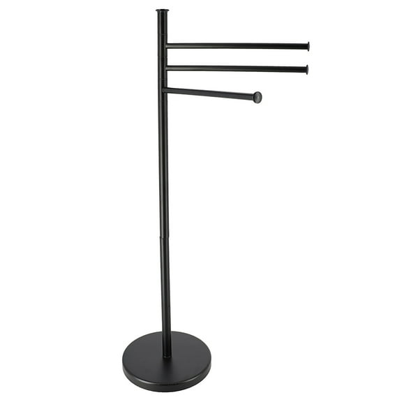 Freestanding 3-Arm Towel Rack in Black Steel