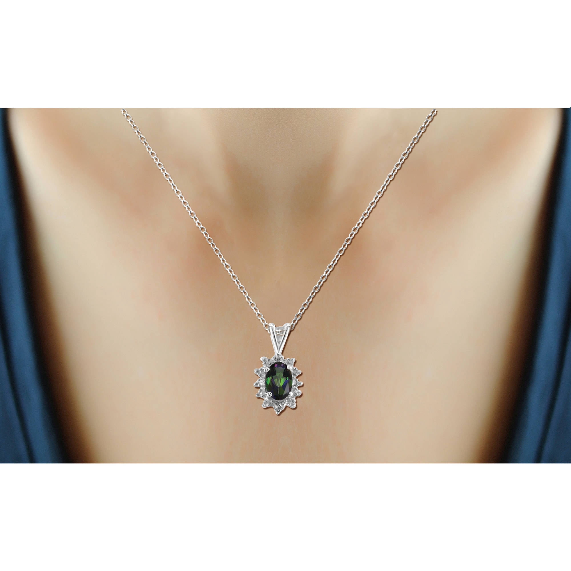 JewelersClub 1/2 Carat T.G.W. Mystic Topaz And White Diamond Accent Sterling Silver Pendant, 18"