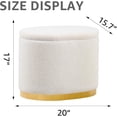 thumbnail image 3 of Mxfurhawa Modern Storage Ottoman – Upholstered Footstool with Metal Base, Multi-Functional Vanity Stool & Side Table for Living Room & Bedroom (White), 3 of 6
