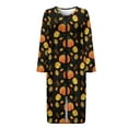 thumbnail image 4 of FKELYI Zipper Front Nightgown Women Sleepwear Dress Long Sleeve Nightwear Dress with 2 Pockets Retro Pumpkin Leaf Print Housecoat Breathable Lounge Wear Fall Winter, 3XL, 4 of 6