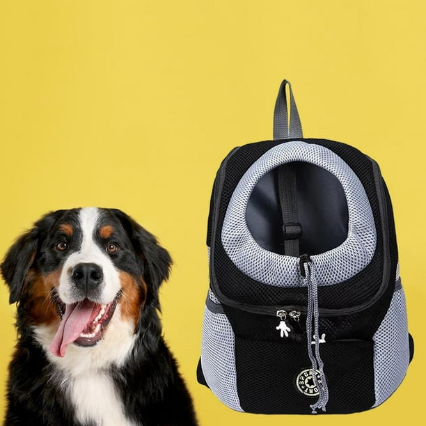 GROWTH TANK Outdoor Portable Travel Dog Backpack Nylon Double Shoulder Pet Dog Carrier Bag Mesh Dogs Front Bag Cat Backpack Black M