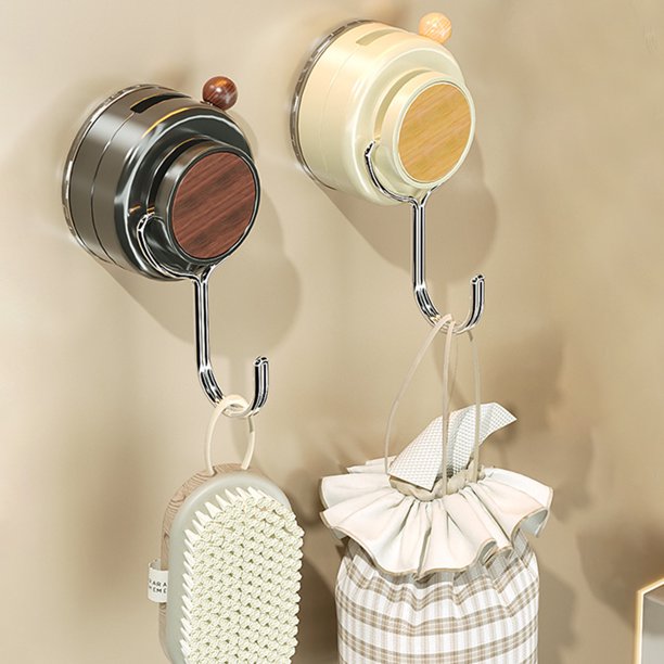Gancho de ventosa | Gancho de succión de vacío sin rastro de perforación | Servicio pesado Fuerte Soporte de carga | Soporte de pared extraíble | Organizador multifuncional | Baño Cocina | Beige o