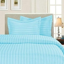 Elegant Comfort 3-Piece Damask Striped Duvet Cover Set, Wrinkle & Fade Resistant, 1500 Premium Microfiber, Soft & Silky, Full/Queen, Light Blue/Aqua