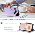 thumbnail image 5 of for Google Pixel 6a Wallet Case, Premium PU Leather Magnetic Flip Folio Case with Wrist Strap Credit Card Holder for Women Men Crossbody Strap Case Cover for Google Pixel 6a, Purple, 5 of 9