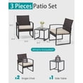 thumbnail image 2 of CHAUKY 3 Pieces Patio Furniture Set, Outdoor Rattan Bistro Set with Coffee Table, Durable Steel Frame with Strapped Cushions for Garden, Balcony, Poolside, Backyard(Rustic Brown), 2 of 15