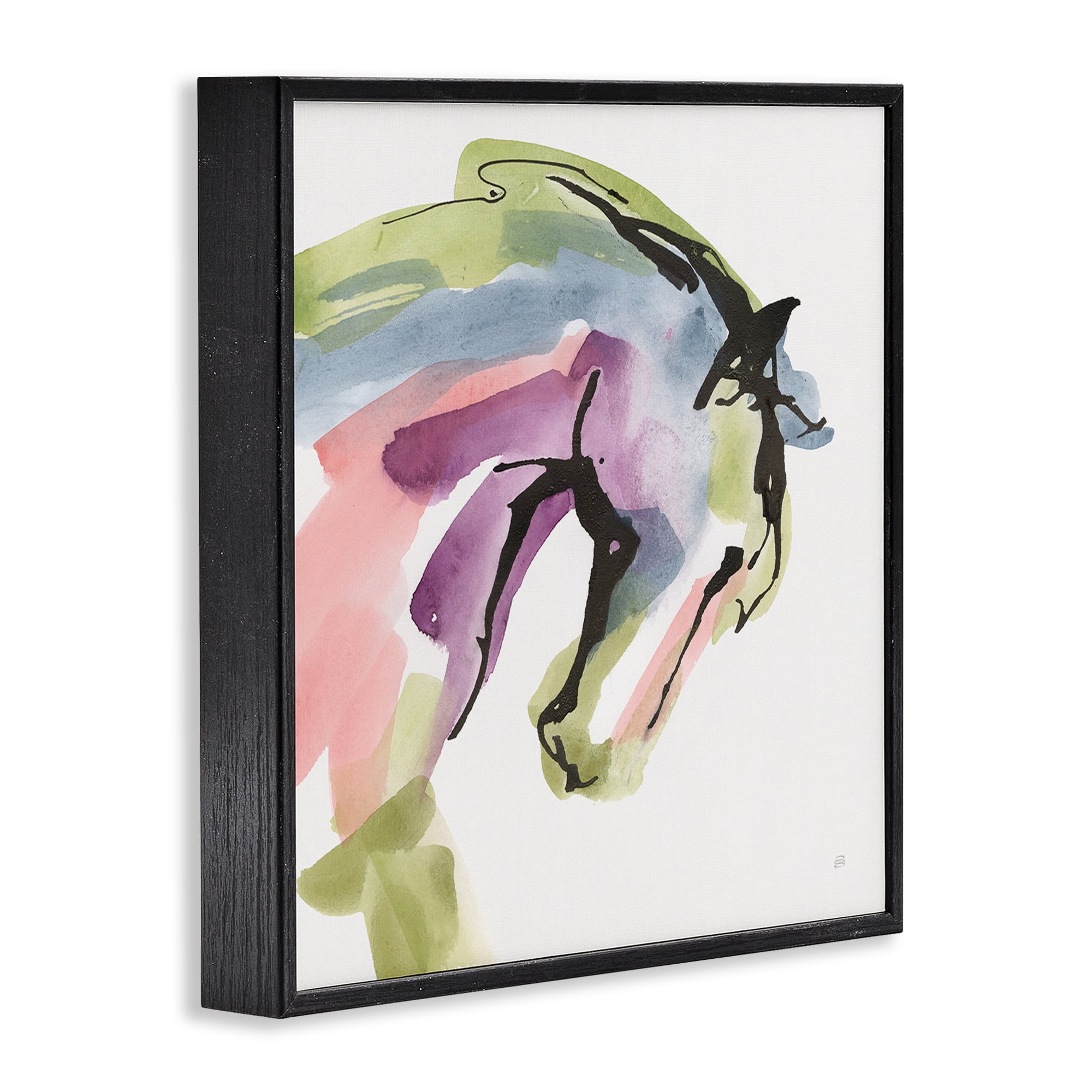 Stupell Industries Brushstroke Horse in Motion Black Framed Giclee Art, design by Chris Paschke