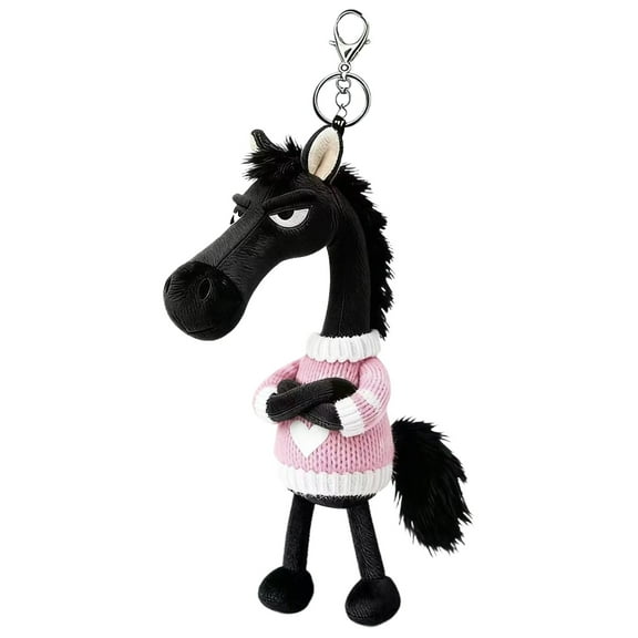 SSNTSY Cool Horse Keychain, Plush Sweater Charm, 7.9 inch Horse Plush Pendant for Backpacks Car Interior