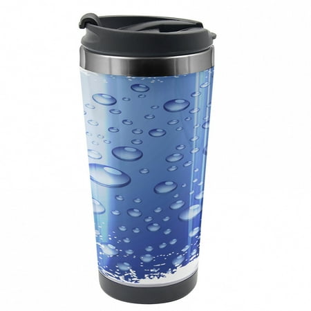 

Grunge Travel Mug Bubble Water Rain Drop Steel Thermal Cup 16 oz by Ambesonne