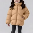 thumbnail image 2 of IVEYRTF Childrens Solid Color Hooded Jacket Warm Thick Zipper Coat Casual Comfortable Long Sleeve Outdoor Winter Wear for Kids Boys Girls Daily Play(Khaki,3-4 Years), 2 of 6