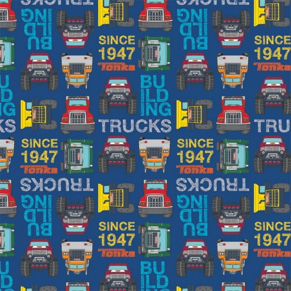 Hasbro Tonka Collection Wonka Tough Blue 100% Cotton Fabric by The Yard